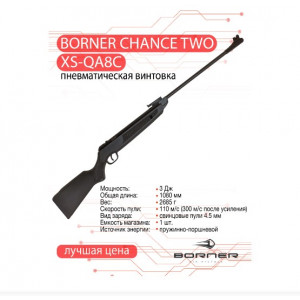 Винтовка пневматическая Borner Chance Two XS-QA8C Black кал. 4,5 мм (переломка, пластик)