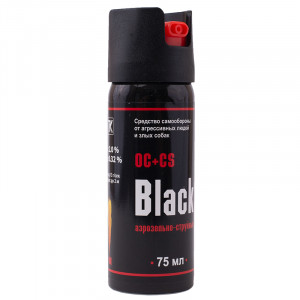 Перцовый (газовый) баллончик «Black» 75 мл, аэрозольно-струйный, ОC+CS Перцовый (газовый) баллончик «Black» 75 мл, аэрозольно-струйный, ОC+CS