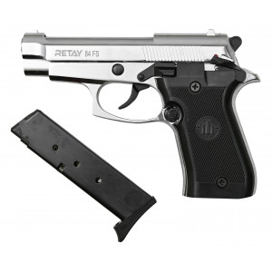 СХП Охолощенный пистолет Retay Mod 84 Beretta 84FS, кал. 9 мм, никель СХП Охолощенный пистолет Retay Mod 84 Beretta 84FS, кал. 9 мм, никель