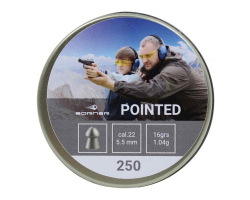 Пули Borner Pointed 5,5 мм, 1,04 грамм, 250 штук